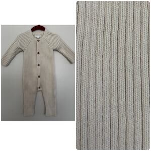 GRAYSON mini Ribbed Knit Baby Romper in Cream